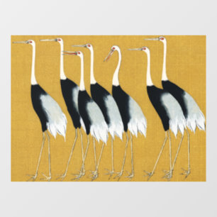 Autocollant Pour Fenêtre Vintage Crane Rouge Couronné Japonais Art Doré