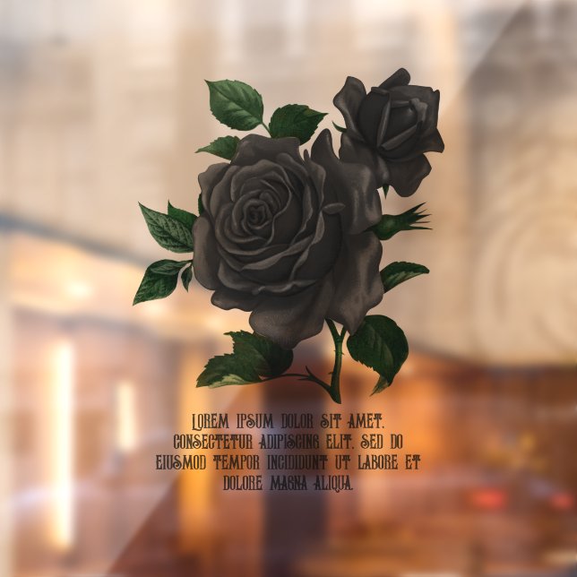 Autocollant Pour Fenêtre Vintage gothique noir Roses personnalisés (Feuille 2)