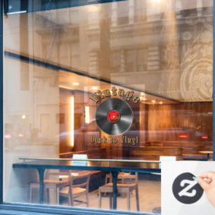 Autocollant Pour Fenêtre Vintage - Retour à Vinyl, le disque est de retour,