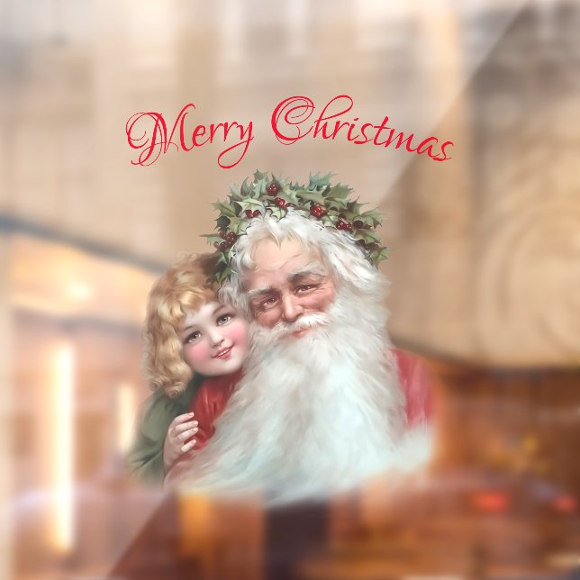 Autocollant Pour Fenêtre Vintage Retro Santa Claus Noël (Feuille 2)