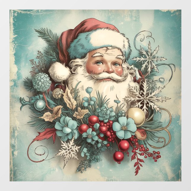 Autocollant Pour Fenêtre Vintage Santa Window Cling (Feuille)