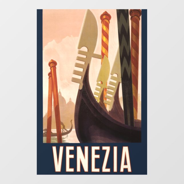 Autocollant Pour Fenêtre Vintage Venice Italie Gondola Travel (Feuille)