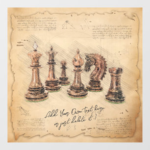 Autocollant Pour Fenêtre Vintage Vieux Jeu d'échecs Pièces Art Joueur Cadea