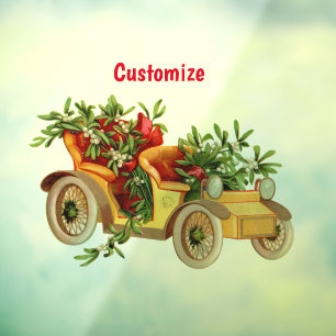 Autocollant Pour Fenêtre Vintage Voiture de Noël Mistletoe Thunder_Cove 