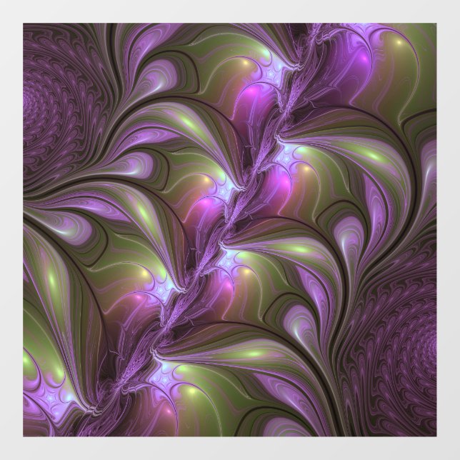 Autocollant Pour Fenêtre Violet Abstrait violet violet kaki fractal (Feuille)