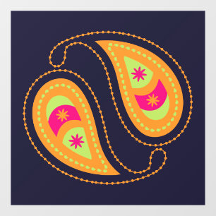 Autocollant Pour Fenêtre Violet et rose paisley
