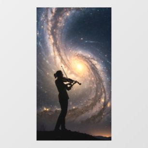 Autocollant Pour Fenêtre Violoniste jouant dans la galaxie