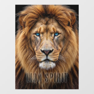 Autocollant Pour Fenêtre Visage de lion majestueux aux yeux bleus   Faune A