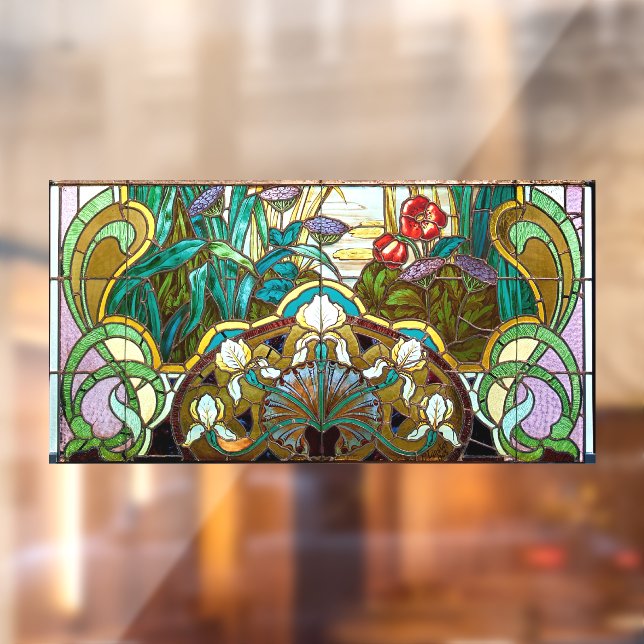 Autocollant Pour Fenêtre Vitrail Art nouveau accroché à la fenêtre (Feuille 2)