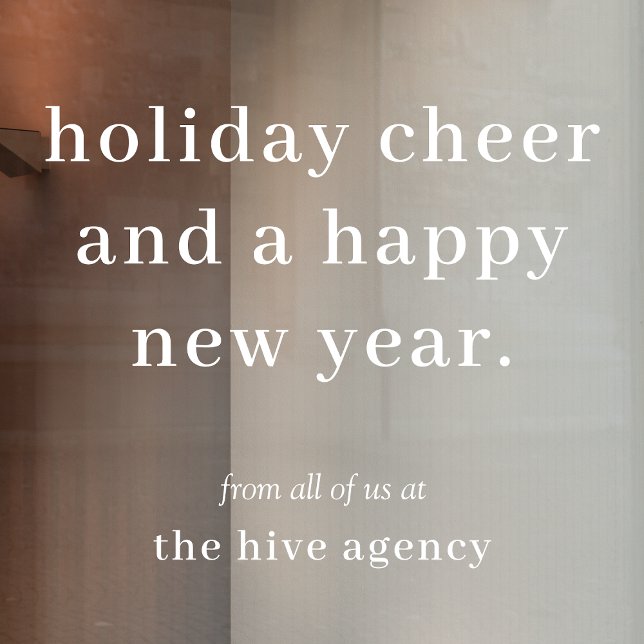 Autocollant pour fenêtre | Vœux de Noël pour entre (Professional holiday vinyl decal with custom company name and festive seasonal message)