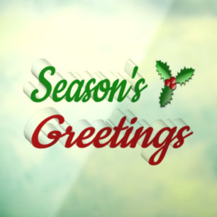 Autocollant Pour Fenêtre Vœux de saison Écriture rouge vert Noël