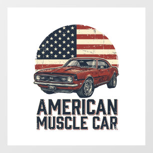 Autocollant Pour Fenêtre Voiture Musclée Américaine Vintage Flag Chemise De