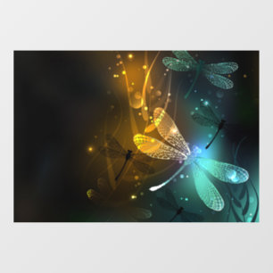 Autocollant Pour Fenêtre Vol de libellule verte lumineuse
