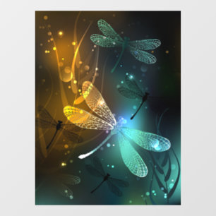 Autocollant Pour Fenêtre Vol de libellule verte lumineuse