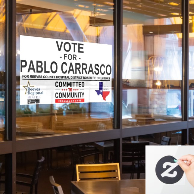 Autocollant Pour Fenêtre Vote pour Pablo Carrasco (Fenêtre du restaurant)
