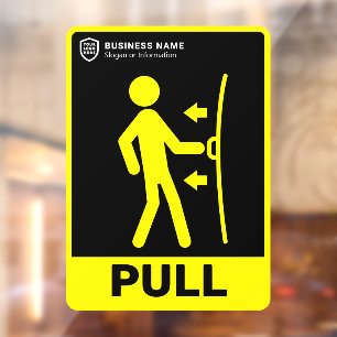 Autocollant Pour Fenêtre Votre entreprise de logo   Tirer La Porte