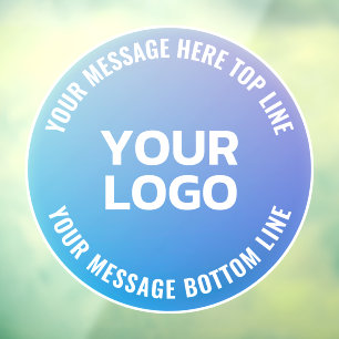 Autocollant Pour Fenêtre Votre logo Ombre de bleu à violet et texte circu