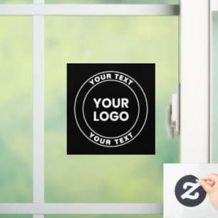 Autocollant Pour Fenêtre Votre logo téléchargé + Texte circulaire gras 