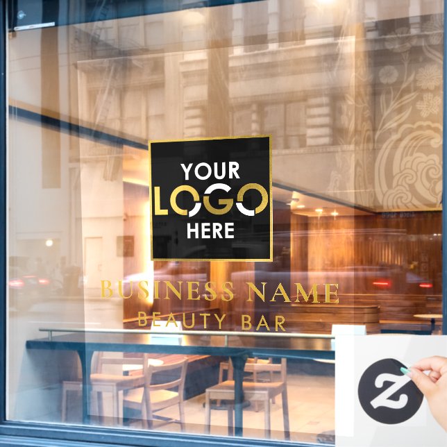 Autocollant Pour Fenêtre Votre nom d'entreprise Logo Magasin Black & Gold (Fenêtre de café)