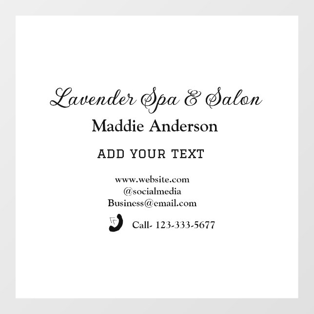 Autocollant Pour Fenêtre voyage salon de spa informations sur les invités p (Feuille)