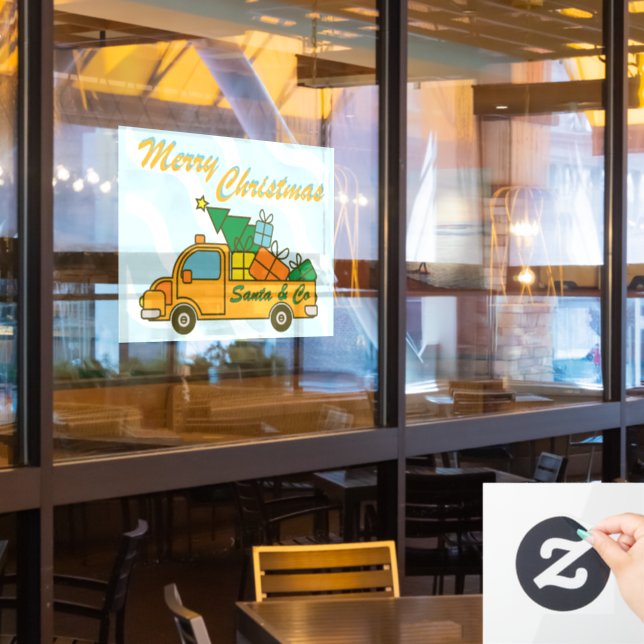 Autocollant Pour Fenêtre Vue latérale du camion père Noël Joyeux Noël (Fenêtre du restaurant)