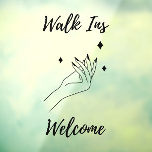 Autocollant Pour Fenêtre Walk Ins Welcome Nail Salon Noir