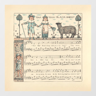 Autocollant Pour Fenêtre Walter Crane Baa Baa Mouton Noir Comptine