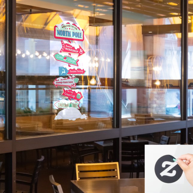 Autocollant Pour Fenêtre Welcome To The North Pole Post Christmas  (Fenêtre du restaurant)
