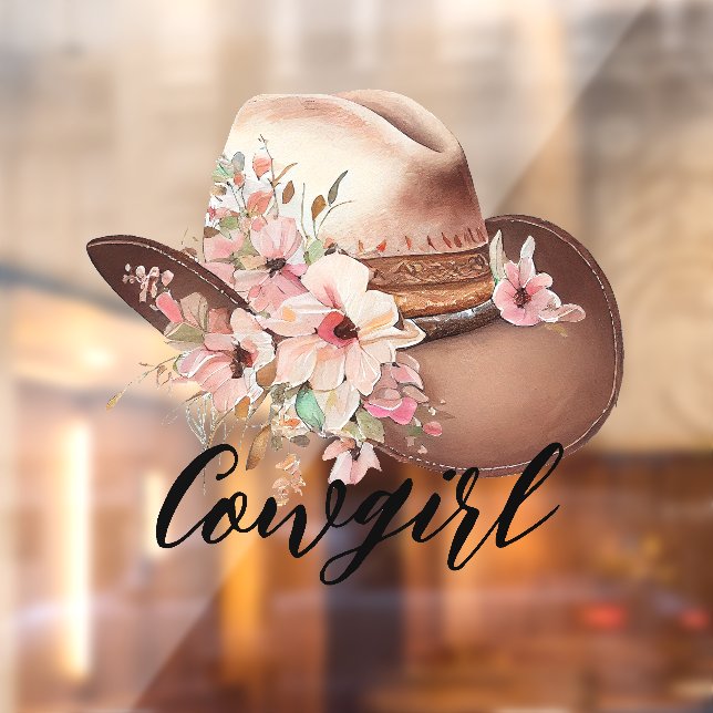 Autocollant Pour Fenêtre Western Floral Cowgirl Casquette (Feuille 2)