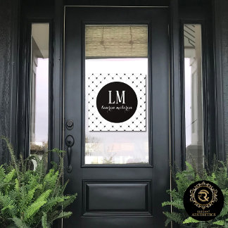 Autocollant Pour Fenêtre White & Black Bow Monogram
