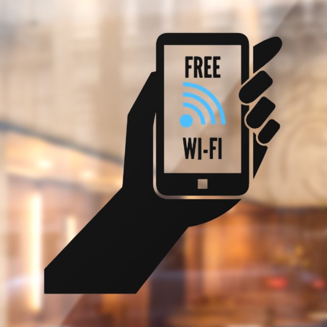 Autocollant Pour Fenêtre Wi-Fi gratuit Café Donut Shop Business Cell Phone (Feuille 2)