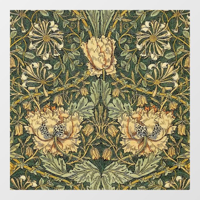 Autocollant Pour Fenêtre William Morris Honeysuckle Vert Floral (Feuille)