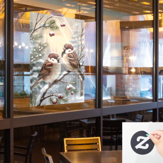 Autocollant Pour Fenêtre Winter Birds Window Cling (Fenêtre du restaurant)