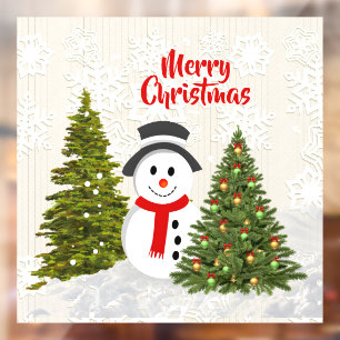 Autocollant Pour Fenêtre Winter Wonderland avec Snowman / Noël