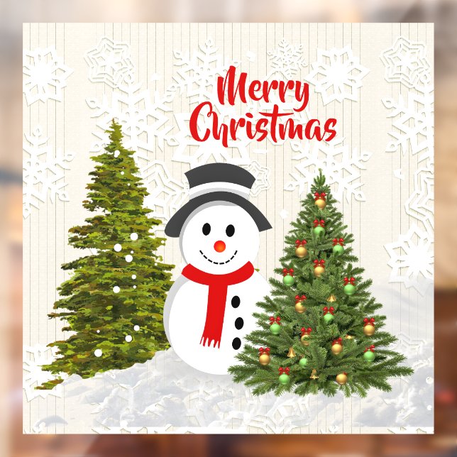 Autocollant Pour Fenêtre Winter Wonderland avec Snowman / Noël (Feuille 2)