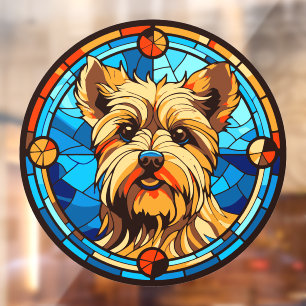 Autocollant Pour Fenêtre Yorkshire Terrier Chien race Faux Verre Rendu