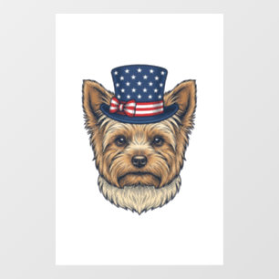 Autocollant Pour Fenêtre Yorkshire Terrier Patriotique Vintage