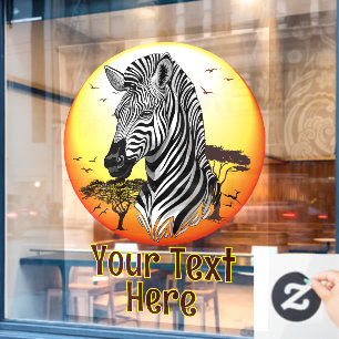 Autocollant Pour Fenêtre Zebra African Savanna Wild Animal