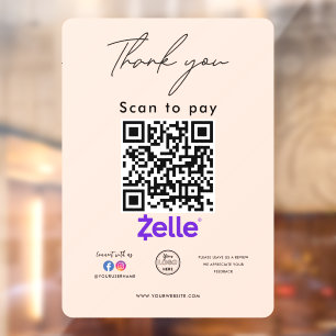 Autocollant Pour Fenêtre Zelle QR Code Logo Merci de l'analyse pour payer