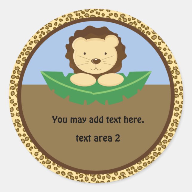 Autocollant pour fête de bébé sur le thème Safari  (Devant)