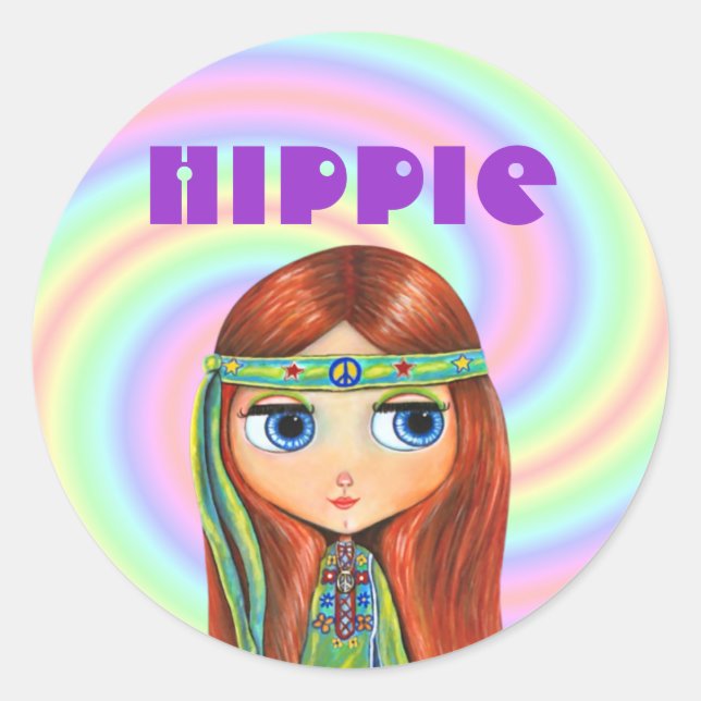 Autocollant pour fille hippie (Devant)