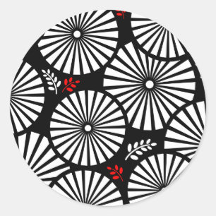 Autocollant pour fleurs noir rétro