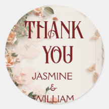 Autocollant pour invitation de mariage Fleurs élég