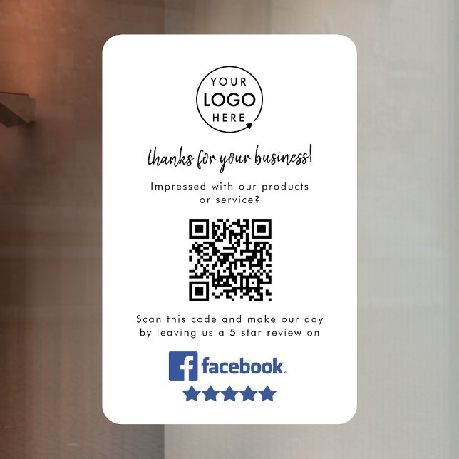 Autocollant pour la fenêtre des évaluations de Fac (Gain Facebook reviews & grow your business with this rating request editable window cling sign.)