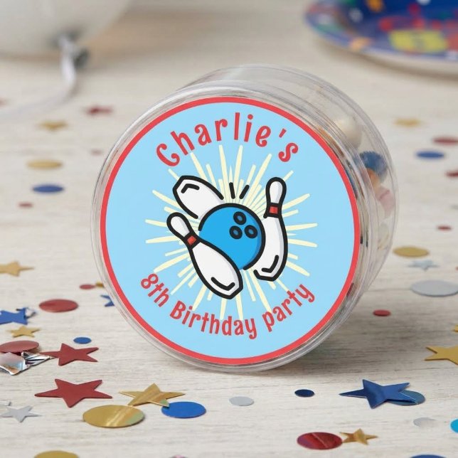 Autocollant pour la fête d'anniversaire de bowling (Créateur téléchargé)