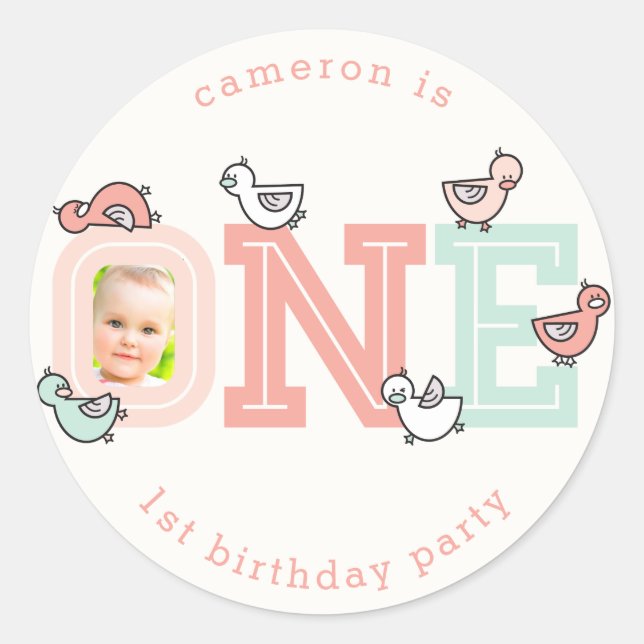 Autocollant pour la fête d'anniversaire des 1 an d (Devant)