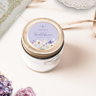 Autocollant pour la fête de mariage papillon viole