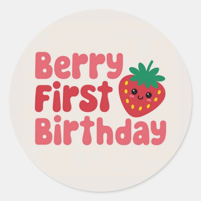 Autocollant pour le premier anniversaire aux fruit (Devant)