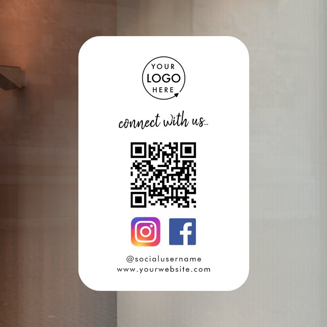 Autocollant pour les réseaux sociaux | Instagram F (Connect with us QR code window clings to promote your social media - Instagram, Facebook & more!)
