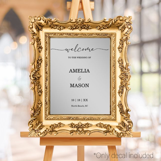Autocollant pour miroirs de fenêtre de mariage mod (Window Decal Mirror Cling Wedding Reception Welcome Sign, add to your own mirror)